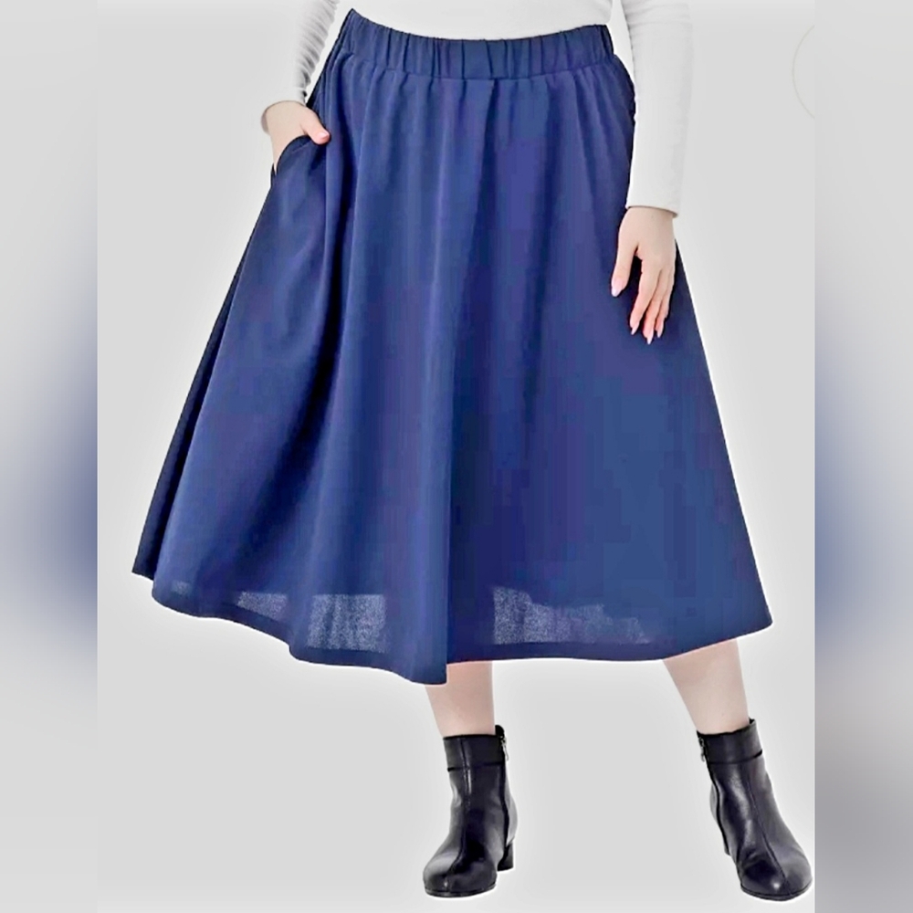 NWT Studio West Apparel Women's Plus Size Skirt PullOnFlowy 100% Rayon Indigo 3X